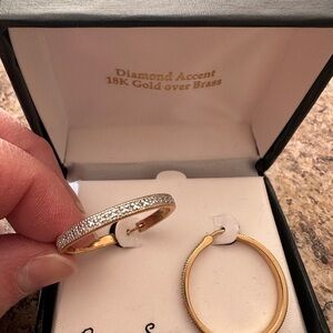 Elegant Gold and Silver Diamond Accent Earrings